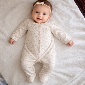 3/20 Ralph Lauren Floral Cream Baby One Piece